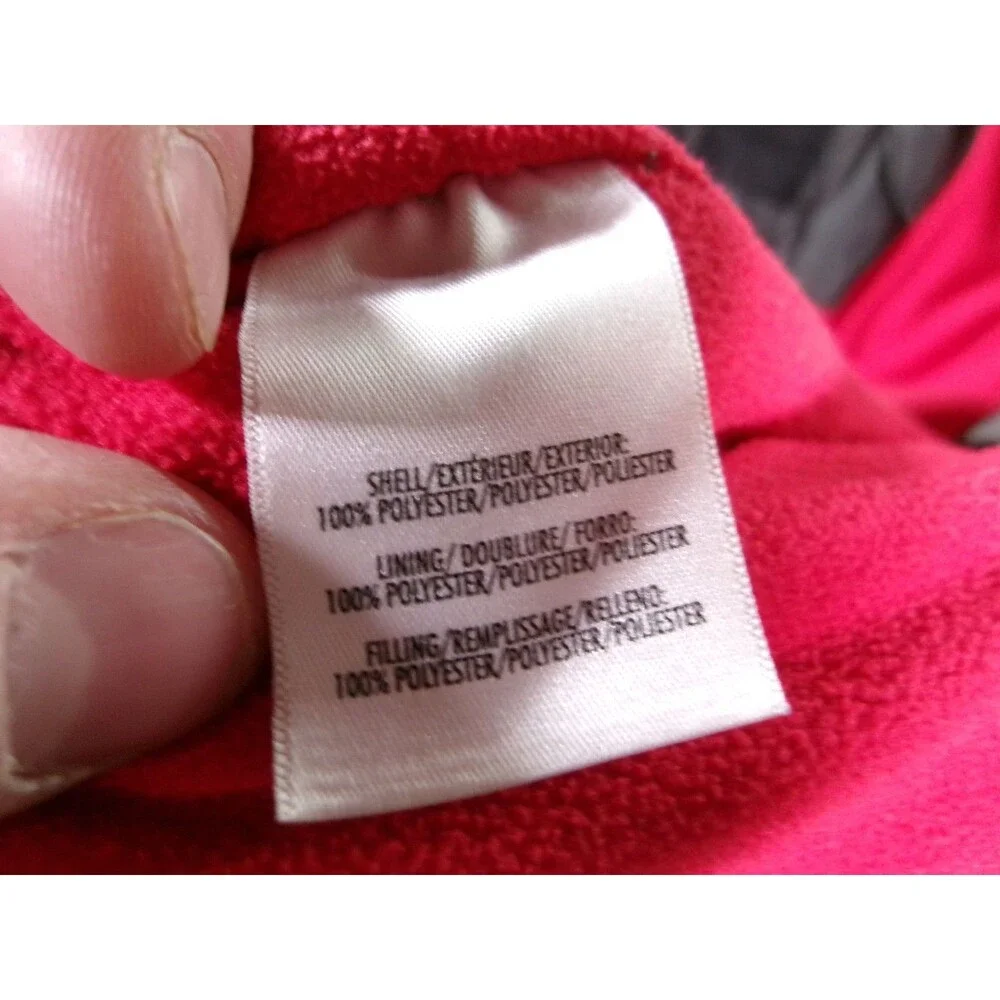 Calvin Klein Jeans Jacket Youth M Black Puffer Insulated Red Fleece Lining